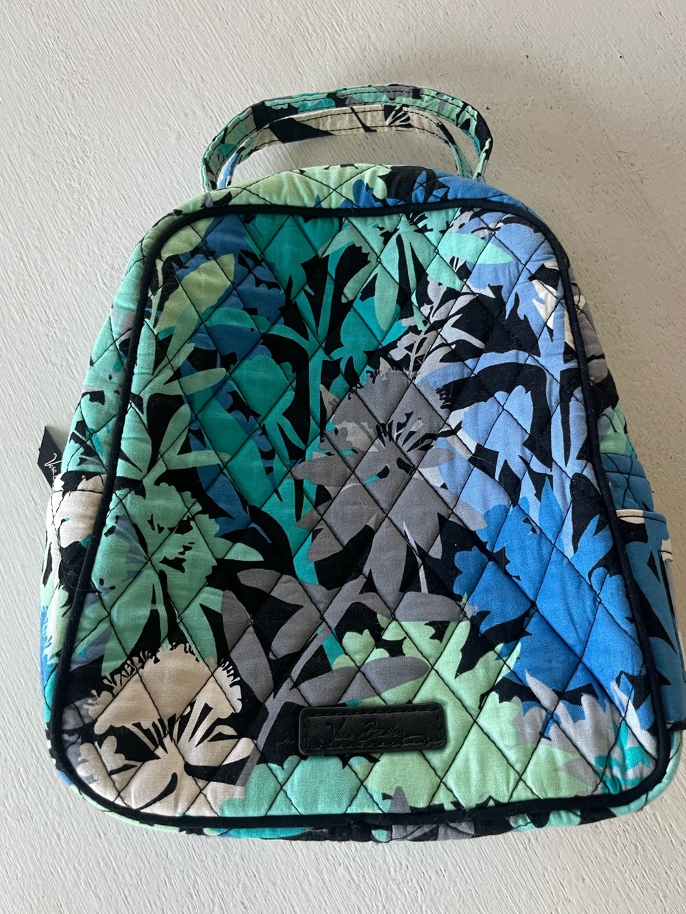 Vera Bradley Quilted Insulated Lunch Bag Blue Green Floral Tote